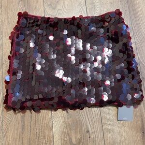 Missguided Burgundy Sequin Mini Skirt